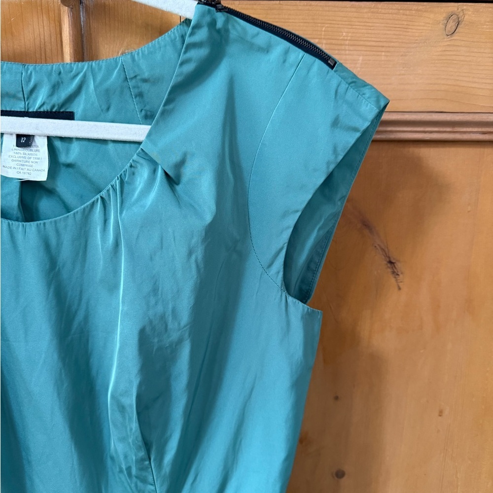Lida Baday Teal silk Mini dress light blue EUC - Picture 3 of 8